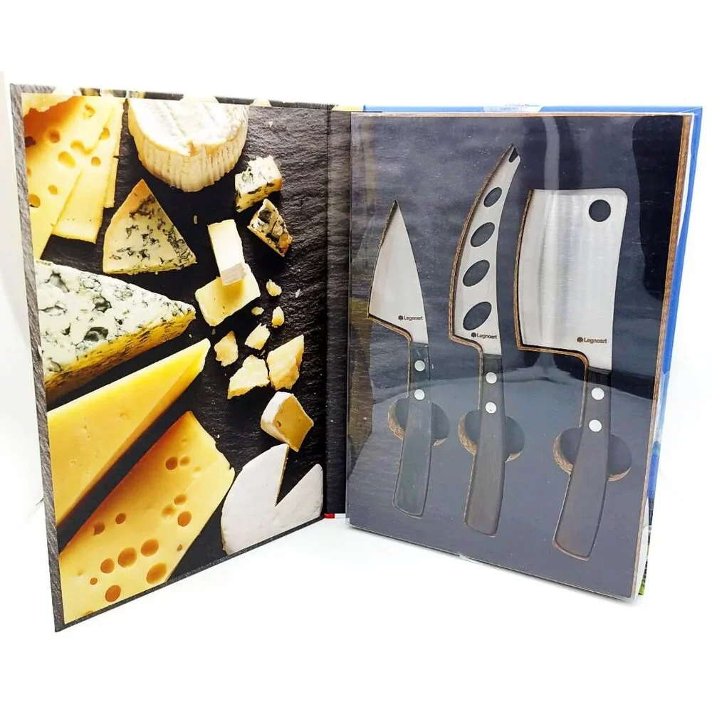 Legnoart CACIO 3 Cheese Knives Set CK-100D with Dark Wood Handle